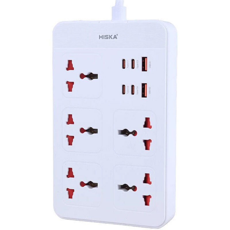 چند راهی برق هیسکا HISKA مدل CH-5521 با 5 سوکت و 6 پورت