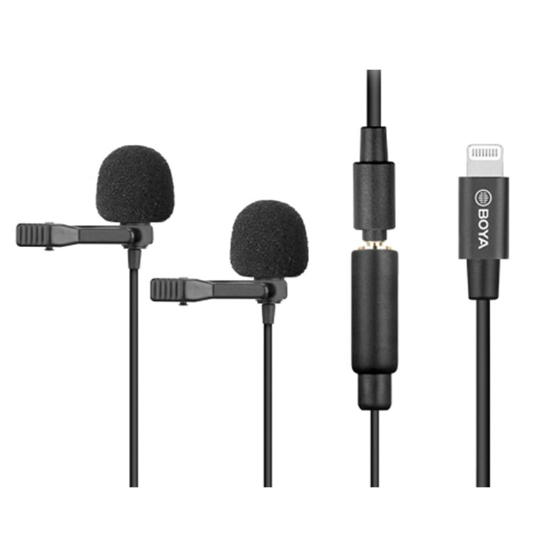 میکروفون یقه ای لایتنینگ بویا BOYA BY-M2D Digital Dual-Head Microphones