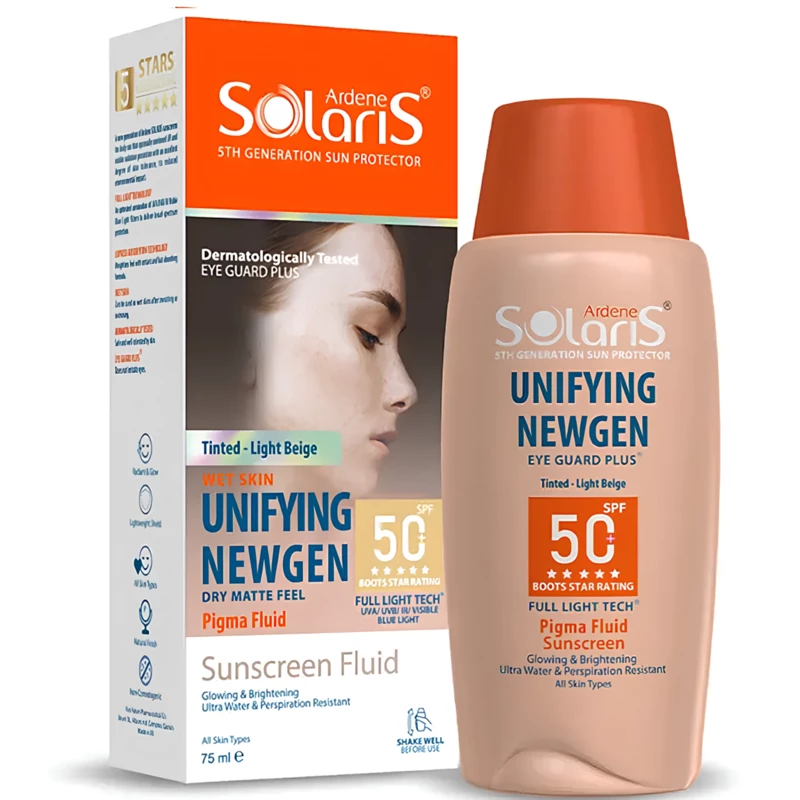 ضد آفتاب رنگی آردن سولاریس مدل Unifying Newgen بژ روشن SPF50