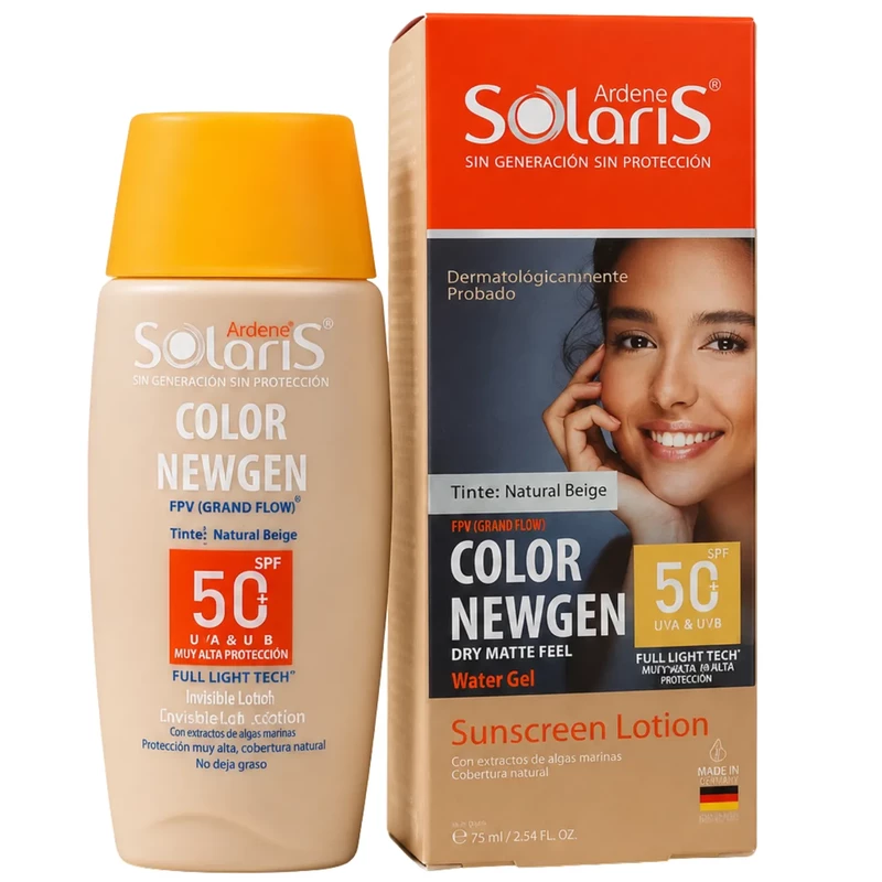 لوسیون ضد آفتاب رنگی آردن سولاریس مدل Color Newgen با SPF50 بژ طبیعی