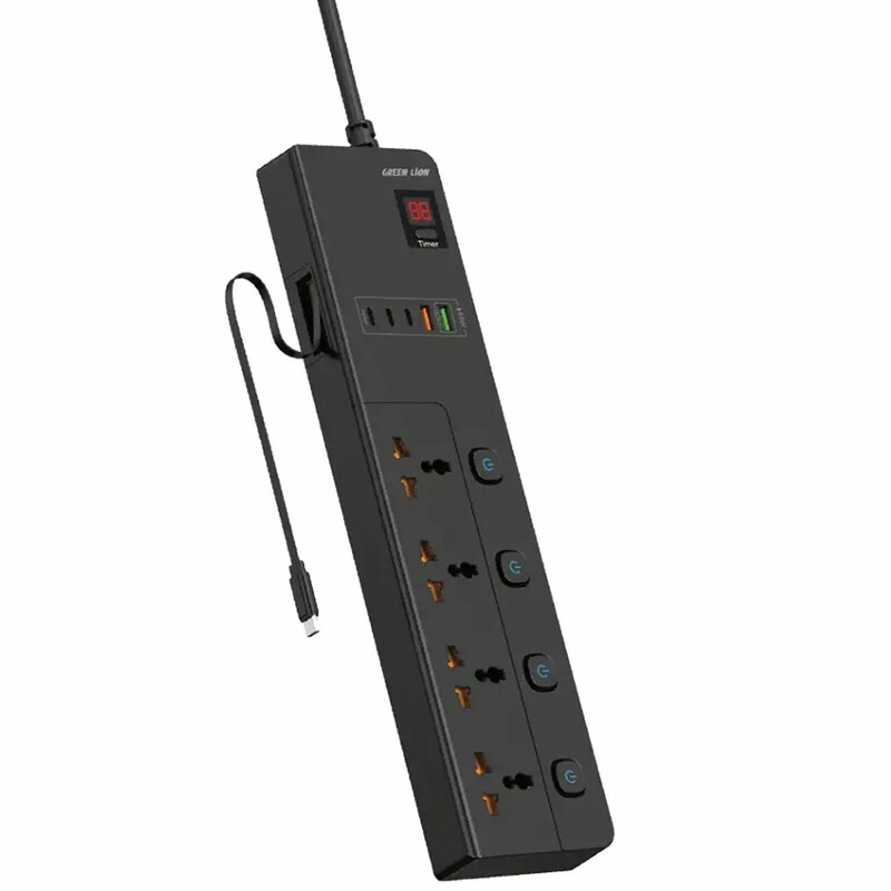 چند راهی برق گرین لاین Green Lion مدل GS-800 با 4 سوکت 5 پورت