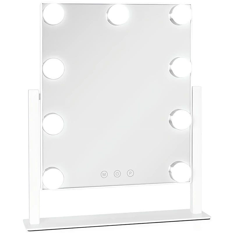 آینه چراغ‌دار آرایشی رومیزی لمسی با 9 چراغ LED