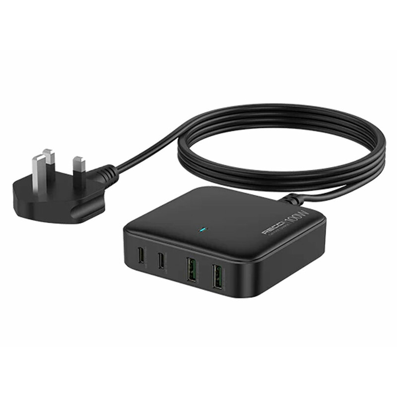 پاور هاب و شارژر رومیزی فست شارژ تایپ سی و یو اس بی 100 وات رسی RC39