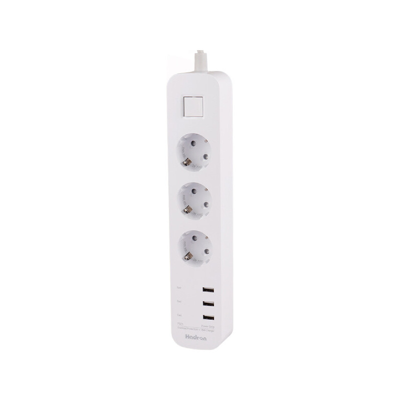 چند راهی برق ارت دار سه سوکت و سه یو اس بی هادرون Hadron P323 3 AC Outlets 3 USB Power Strip