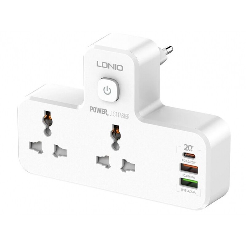 چند راهی 2 سوکت و 2 یو‌اس‌بی و یک تایپ‌سی الدنیو Ldnio Power Strip SC2311