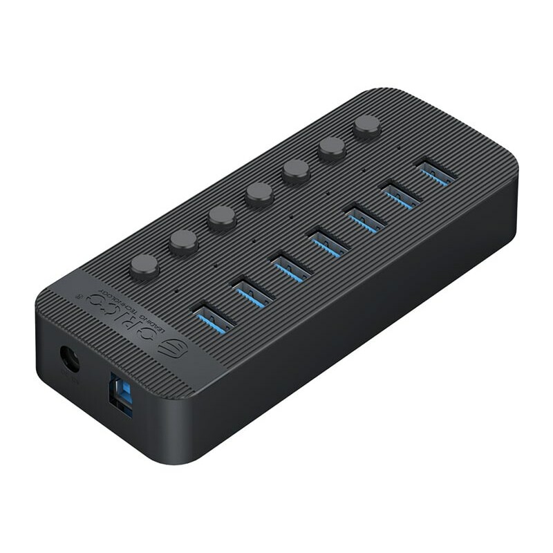هاب یو اس بی 7 پورت همراه آداپتور اوریکو Orico CT2U3-7AB Multi-Port Hub With Individual Switches
