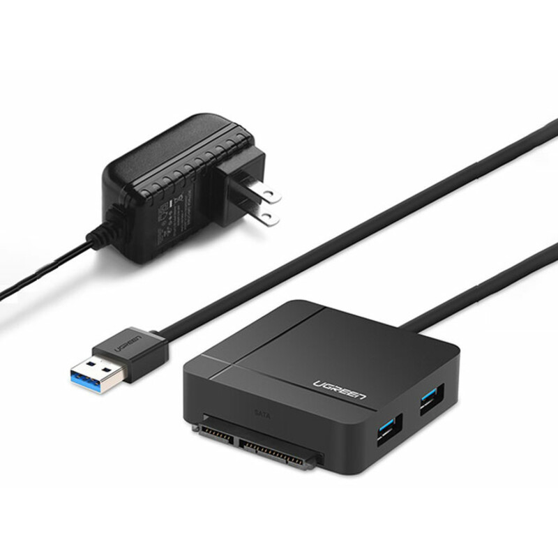 هاب یواس بی و کارتخوان یوگرین Ugreen US231 USB 3.0 To SATA3 Adaptor With Card Reader