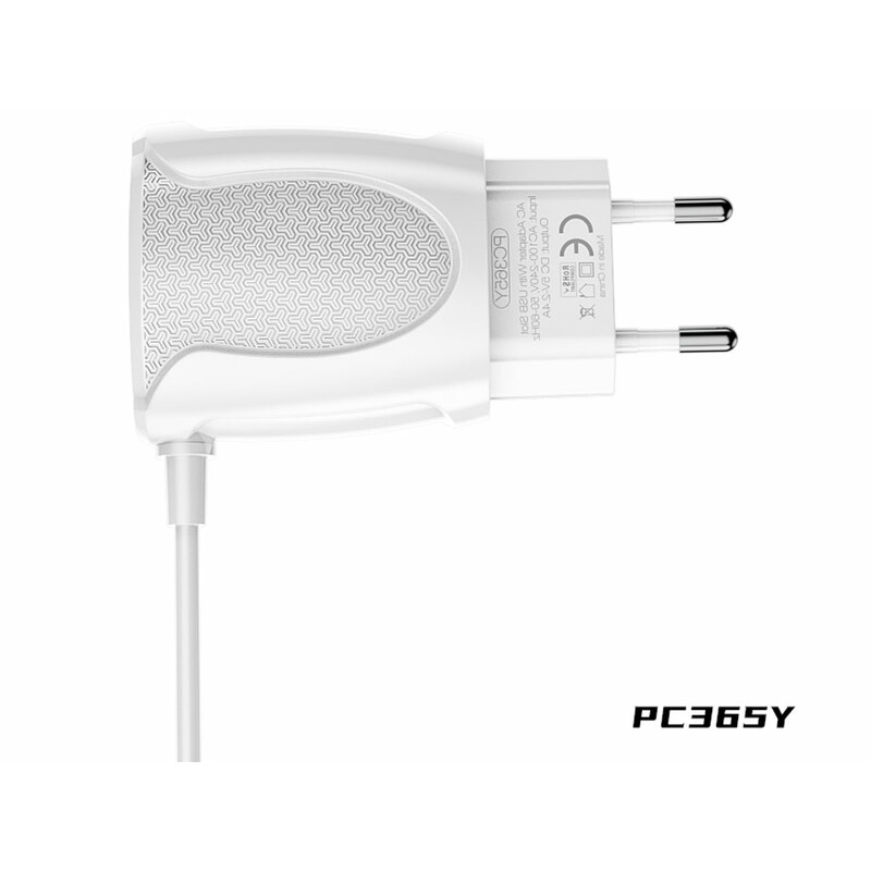 شارژر دیواری یواس‌بی با کابل تایپ‌سی باوین BAVIN PC365Y 2.4A Dual USB Adapter Charger
