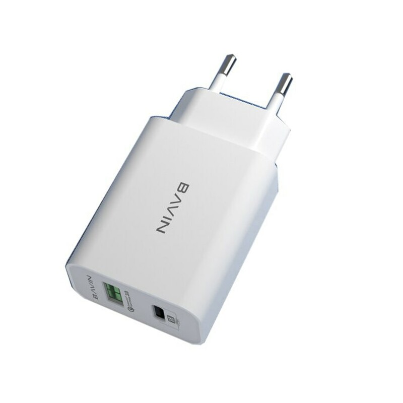 شارژر دیواری فست شارژ تایپ‌سی و یواس‌بی باوین همراه با کابل تایپ سی به لایتنینگ BAVIN 18W Fast Charger Port Portable Wall Charger For Type-C Android and Apple PC351Y