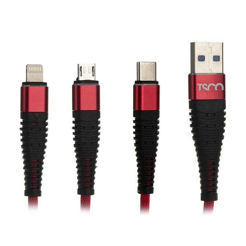 کابل شارژ سه سر تسکو  TSCO TC A33 Lightning/Type-C/microUSB 1.2m
