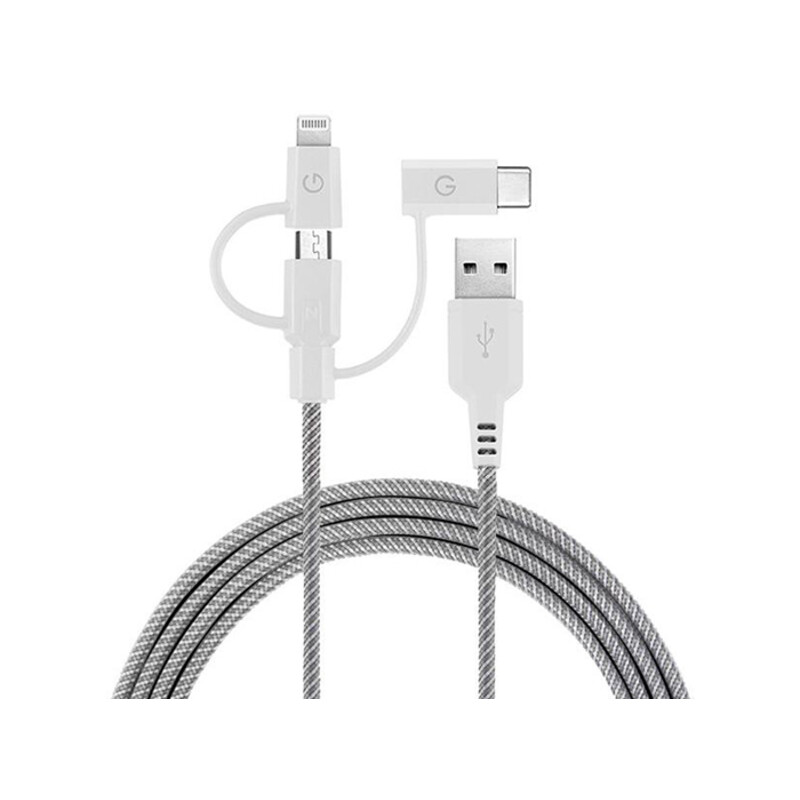 کابل شارژ سه سر میکرو یو اس بی و لایتنینگ و تایپ سی انرژیا Energea Nylotough Cable 3 In 1 Micro USB And Lightning And Type-C 1.5M