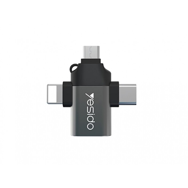 مبدل میکرو یو اس بی تایپ سی و لایتنینگ یسیدو Yesido GS15 3 In 1 OTG Adapter USB To Type-C/Micro USB/Apple Port Converter