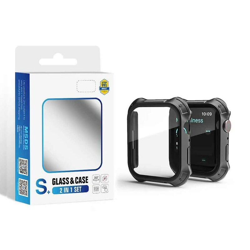 محافظ صفحه نمایش شیشه ای و قاب اپل واچ سری7 سایز 45 میلی متر لیتو LITO S+ Apple Watch Series 7 45mm Armor Glass & Case