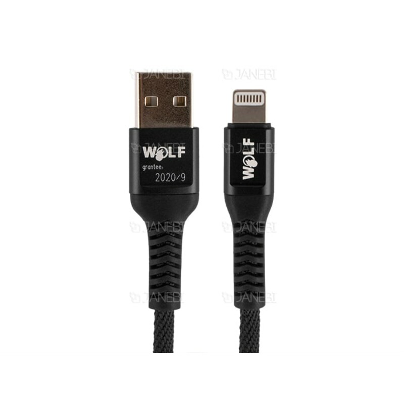 کابل شارژ و انتقال داده لایتنینگ Wolf Lightning Cable 1m