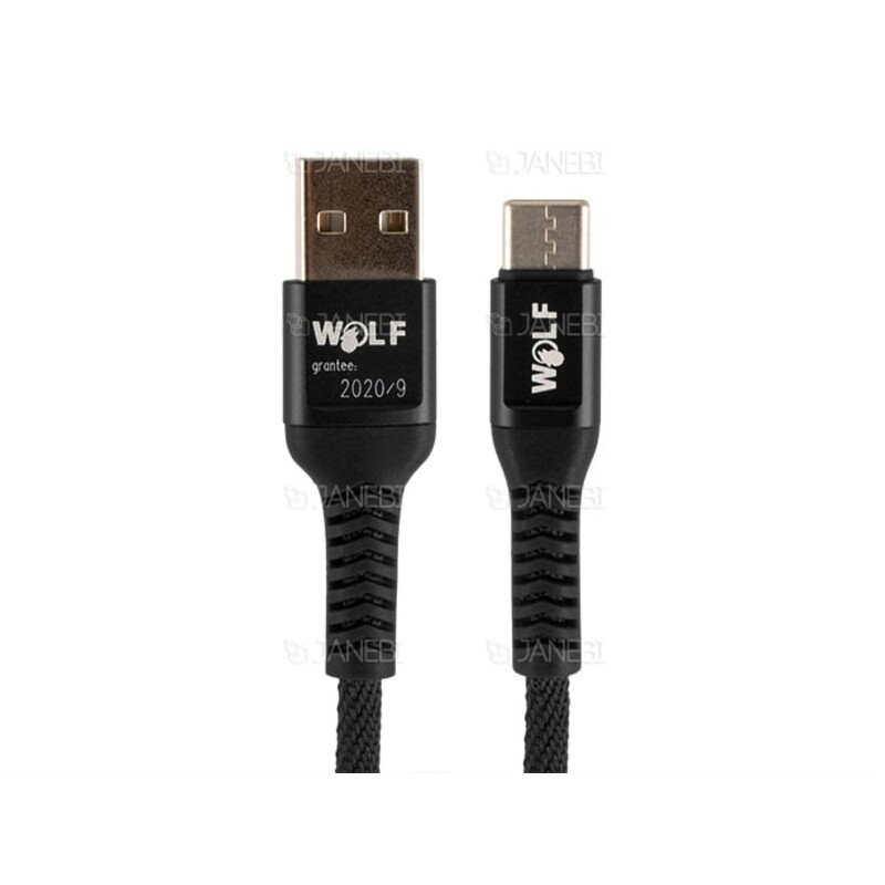 کابل شارژ و انتقال داده تایپ سی Wolf Type-C Cable 1m