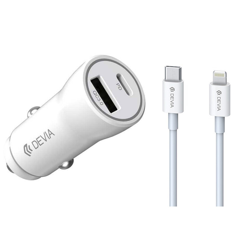 شارژر فندکی فست شارژ ماشین تایپ سی 36 وات دویا با کابل تایپ سی به لایتنینگ EA244