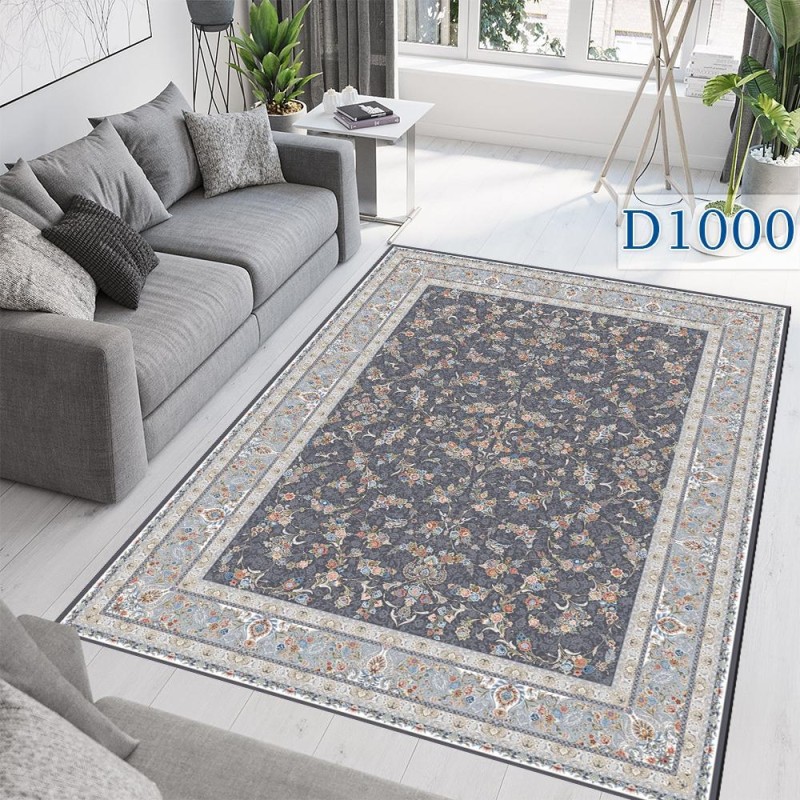 فرشینه کلاسیک مدالیون آبی بژ نقشیکا | کالا66