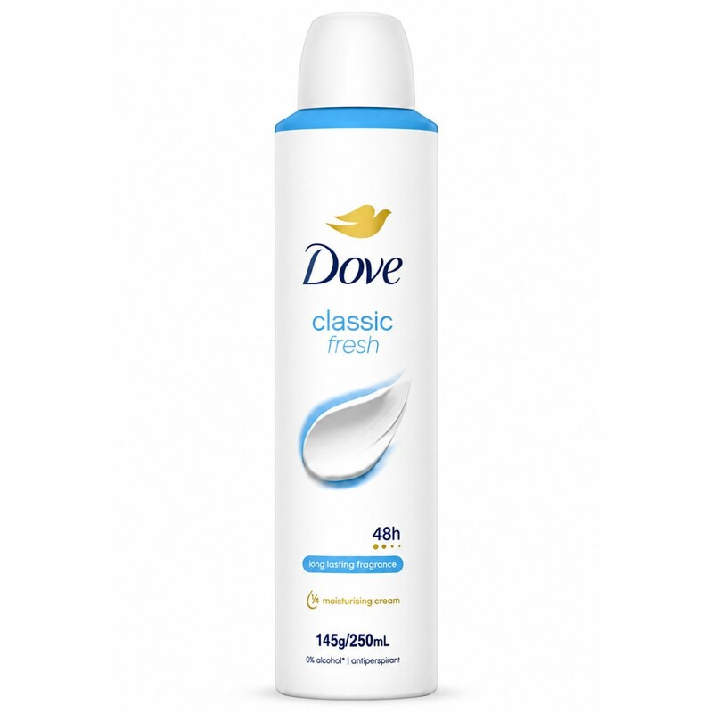 اسپری ضد تعریق زنانه داو Dove مدل Classic Fresh محافظت 48 ساعته 250ml