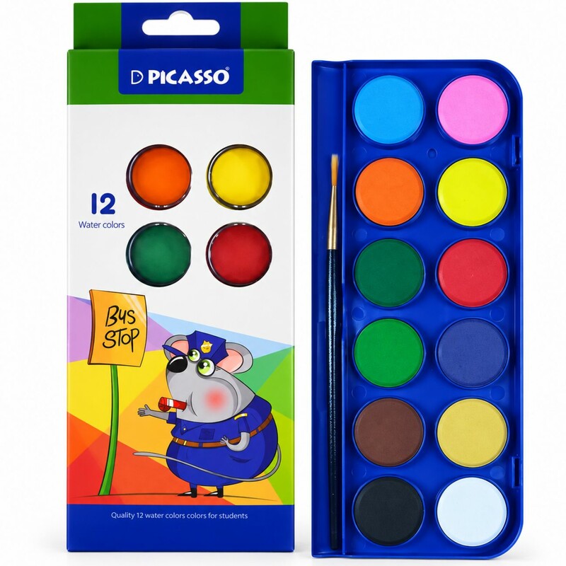آبرنگ 12 رنگ پیکاسو Picasso مدل WT-1012 با قلمو
