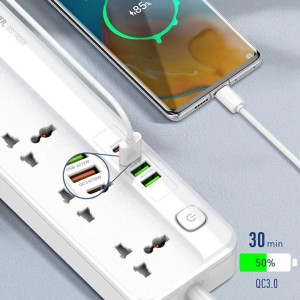 چند راهی برق ۵ سوکت، 3 یو اس بی و 1 تایپ سی الدنیو LDNIO SC5415 Power Strip With USB Port