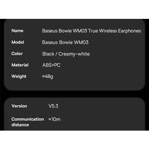 هندزفری بلوتوث بیسوس BASEUS Bowie WM03 True Wireless Earphones NGTW330302