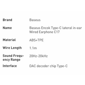 هندزفری سیمی تایپ سی بیسوس Baseus Encok Type-C in-ear Wired Earphone NGCR010002