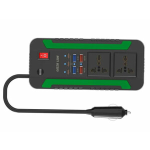 اینورتر و شارژر فندکی فست شارژ ماشین دو سوکت 300 وات گرین
