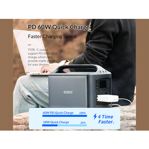 فروش اینورتر و پاور بانک قابل حمل اوریکو با ظرفیت 124800 میلی آمپر ساعتORICO-PA300-1A4U Portable Power Station