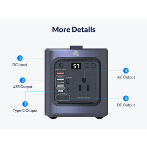 فروش اینورتر و پاور بانک قابل حمل اوریکو با ظرفیت 43500 میلی آمپر ساعتORICO-PA120-1A4U Portable Power Station（120W）