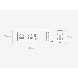 شارژر و اینورتر بیسوس BASEUS CAR CHARGER IN-CAR INVERTER 150W (CRNBQ-A01)