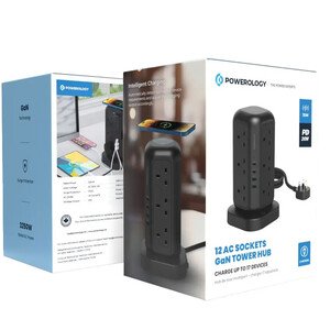 PWCUQC025BK POWEROLOGYچند راهی برق پورودو Porodo مدل PBFWCH035 با 8 سوکت و 4 پورت