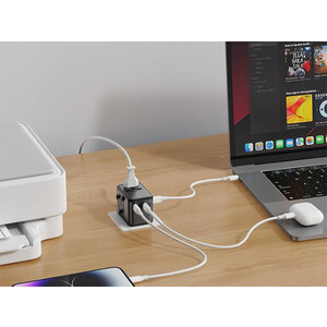 خریدچند راهی مکعبی برق دو سوکت و دو یو اس ا بی و 3 تایپ سی ایکس او 65W GaN XO WL22 multi-function travel Network Extender