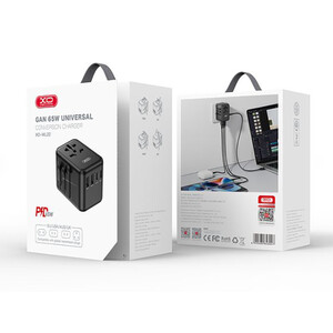 کیفیت چند راهی مکعبی برق دو سوکت و دو یو اس ا بی و 3 تایپ سی ایکس او 65W GaN XO WL22 multi-function travel Network Extender