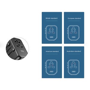 خرید چند راهی مکعبی برق دو سوکت و دو یو اس ا بی و 3 تایپ سی ایکس او 65W GaN XO WL22 multi-function travel Network Extender