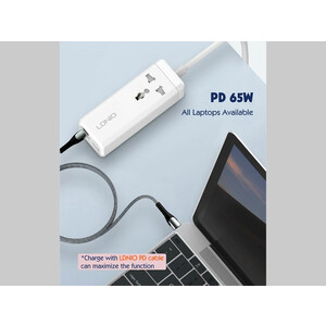 چند راهی برق یک سوکت و چهار پورت با توان 65 وات الدنیو LDNIO SC1418 Mini Smart Power Socket Plug Desktop