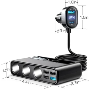 شارژر فندکی فست شارژ ماشین 210 وات تایپ‌سی و یو‌اس‌بی جویرم JR-CL06