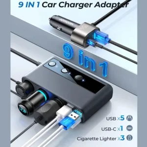 شارژر فندکی فست شارژ ماشین 210 وات تایپ‌سی و یو‌اس‌بی جویرم JR-CL06