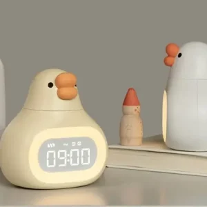 چراغ خواب فانتزی سیلیکونی و ساعت زنگ دار دیجیتالی رومیزی شارژی C18