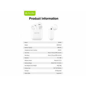 هندزفری بی سیم باوین BAVIN BA32 TWS Bluetooth Wireless Earphone