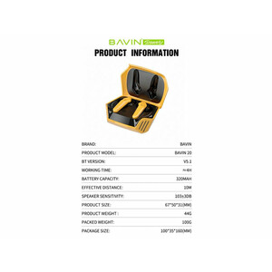 هندزفری بی سیم گیمینگ باوین BAVIN TWS Earbuds BAVIN-20