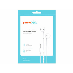 هندزفری سیمی با جک 3.5 میلی متری پورودو Porodo Stereo Earbuds 3.5mm Aux Connector