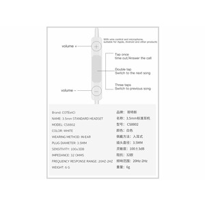 هندزفری سیمی با جک 3.5 میلی‌متری کوتتسی Coteetci 3.5mm standard earphone CS8802