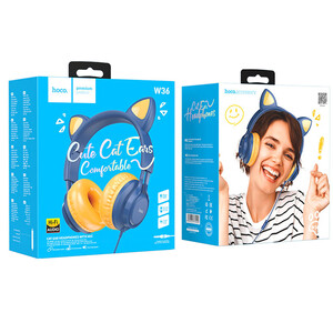 هدفون سیمی کودکان هوکو Hoco Headphones "W36 Cat ear" with mic