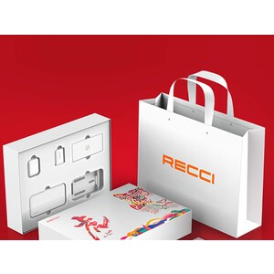 قیمت باکس هدیه شارژر دیواری، کابل شارژ، هندزفری بلوتوث، هولدر رومیزی موبایل و پاوربانک رسی Recci RGB-N11 big gift box
