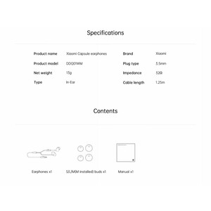خرید هندزفری سیمی با جک 3.5 میلی‌متری شیائومی Xiaomi Capsule Earphones DDQ01WM