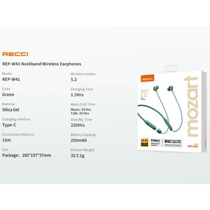 هندزفری بلوتوث گردنی رسی Recci Neckband Wireless Headset Sports REP-W41