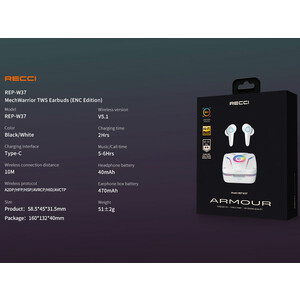 هندزفری بلوتوث گیمینگ رسی Recci MechWarrior TWS Earbuds REP-W37