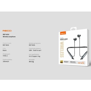 هندزفری بلوتوث گردنی رسی Recci Neck-band Sports REP-W16