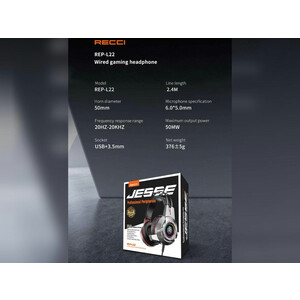 هدست سیمی گیمینگ با جک 3.5 میلی‌متری رسی Recci REP-L22 3.5mm gaming earphones headphone