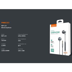 هندزفری سیمی با جک 3.5 میلی‌متری رسی Recci REP-L25 Wired Earphone